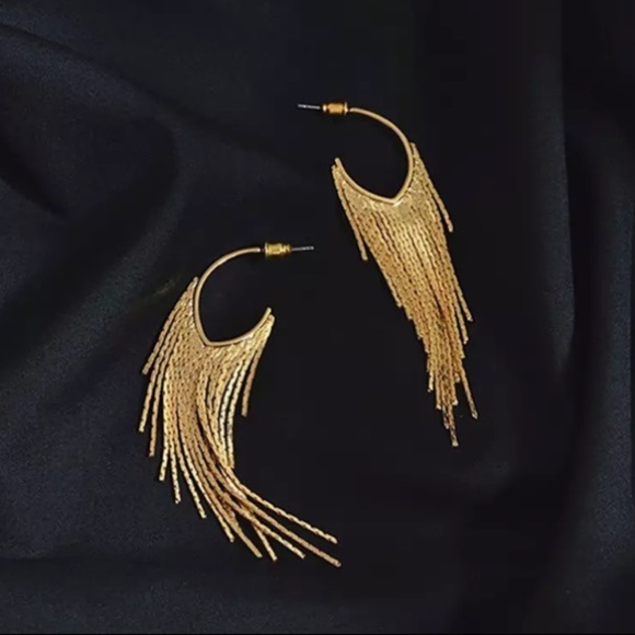 18K gold plated tassel dangle earrings - Picture 2 of 5